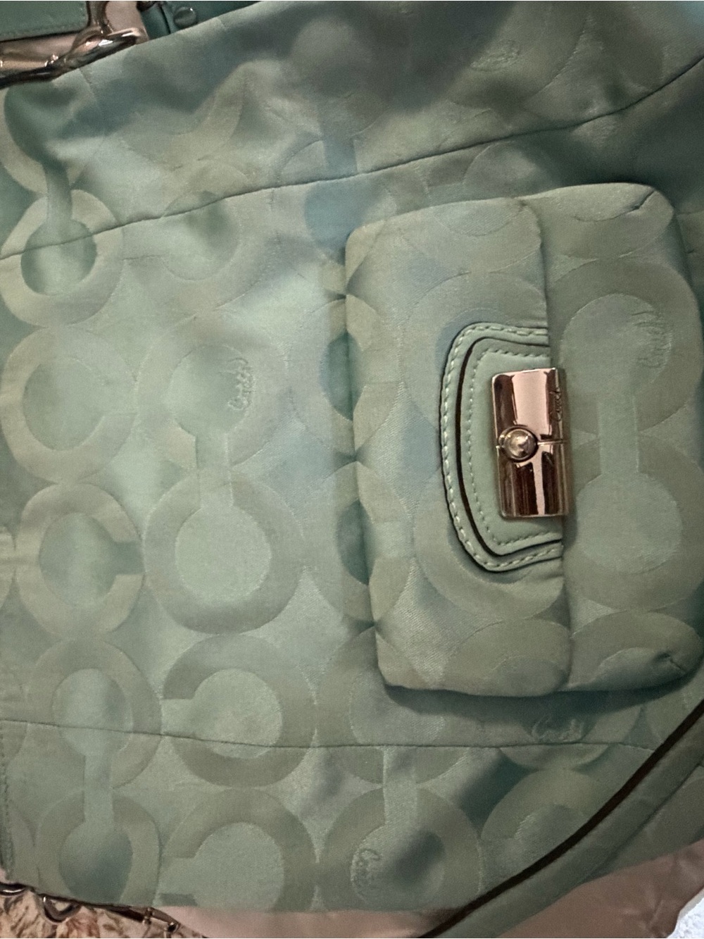 Coach Mint Green Signature Quilted Crossbody Bag